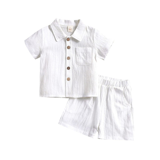 Seaside Linen Button-Down Set (2-3T)